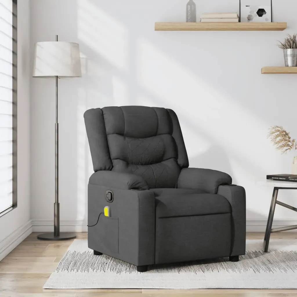Massage Recliner Chair Dark Grey Fabric Massage Recliner Chair Dark Grey Fabric
