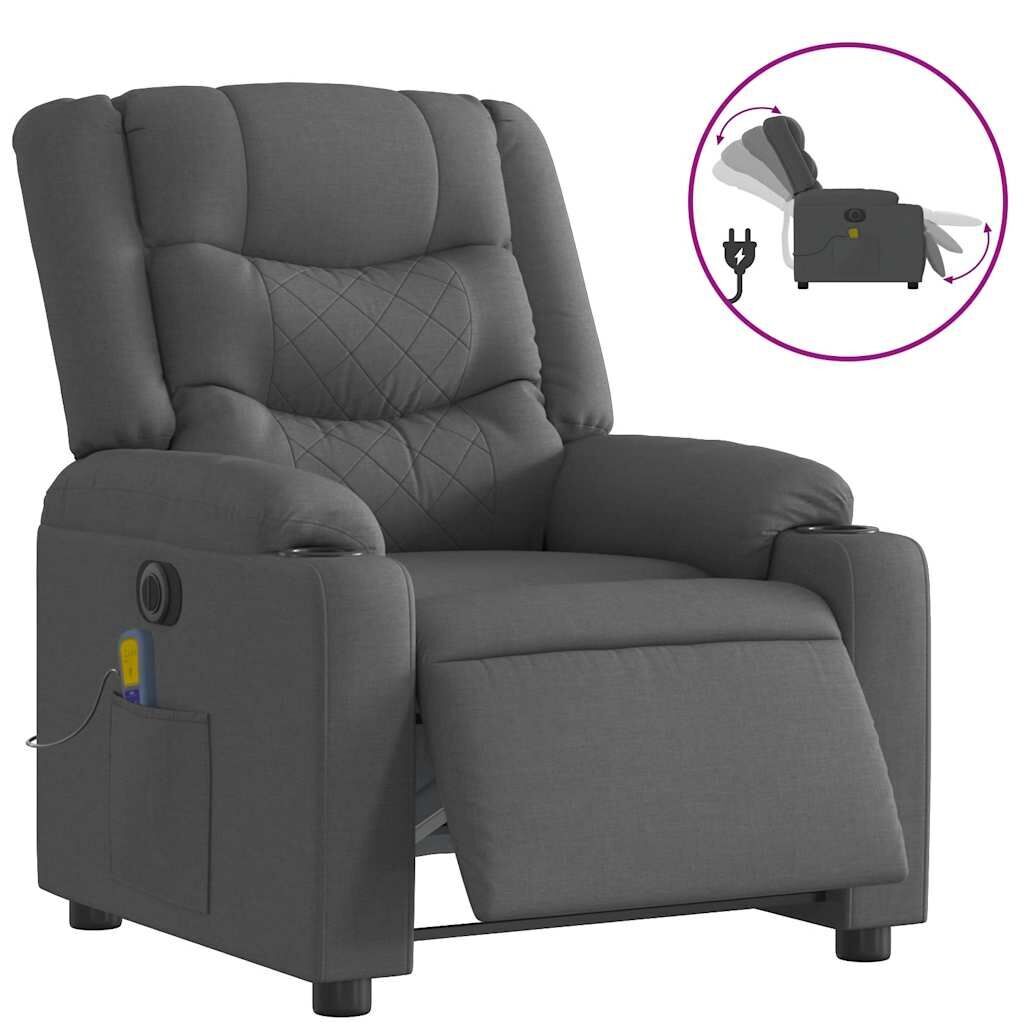 Electric Massage Recliner Chair Dark Grey Fabric Electric Massage Recliner Chair Dark Grey Fabric