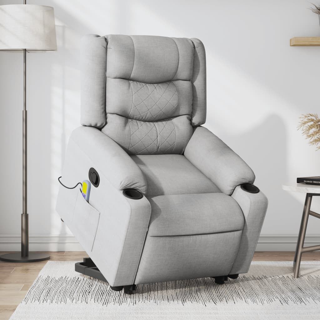 Stand up Massage Recliner Chair Light Grey Fabric Stand up Massage Recliner Chair Light Grey Fabric
