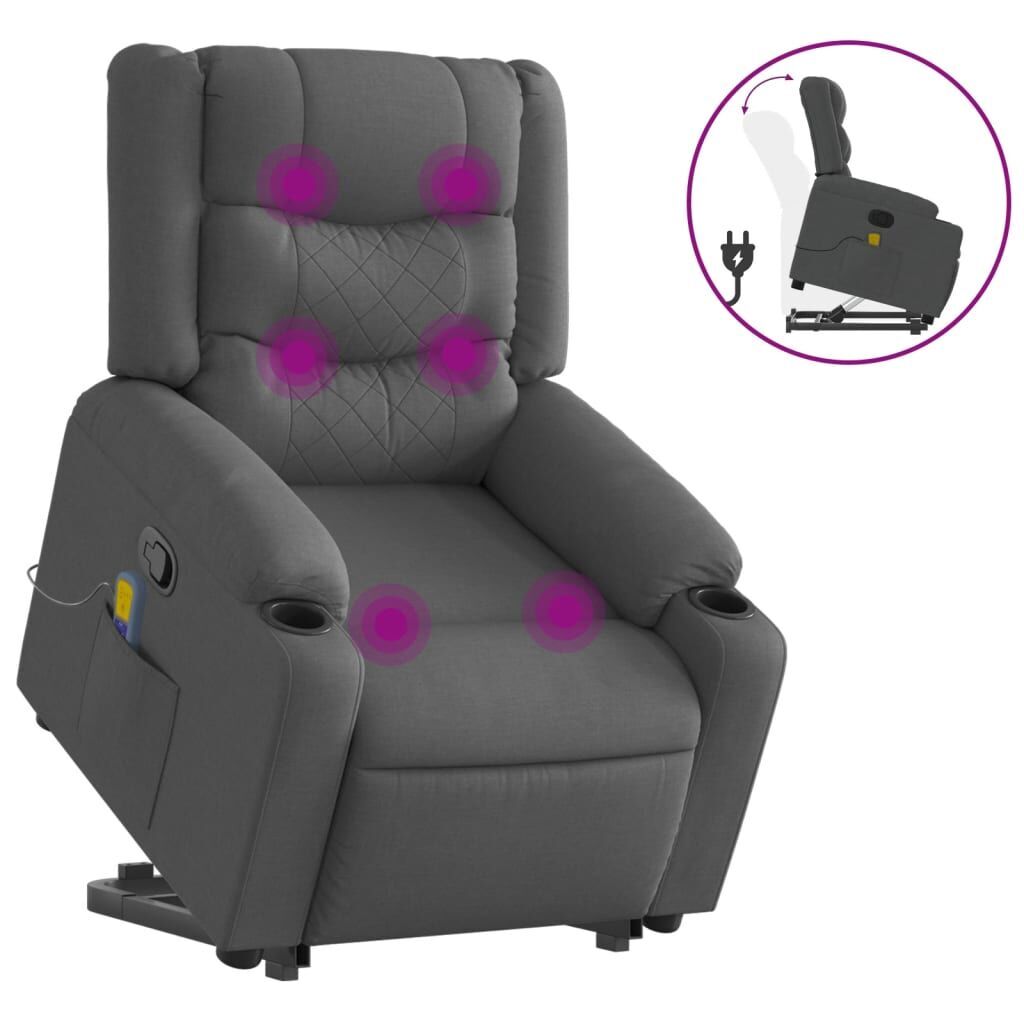 Stand up Massage Recliner Chair Dark Grey Fabric Stand up Massage Recliner Chair Dark Grey Fabric