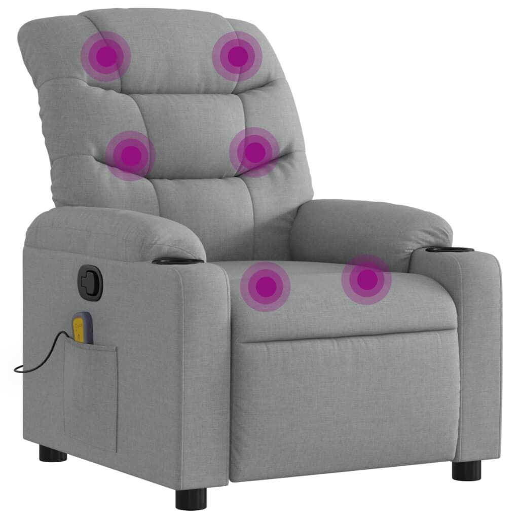 Massage Recliner Chair Light Grey Fabric Massage Recliner Chair Light Grey Fabric