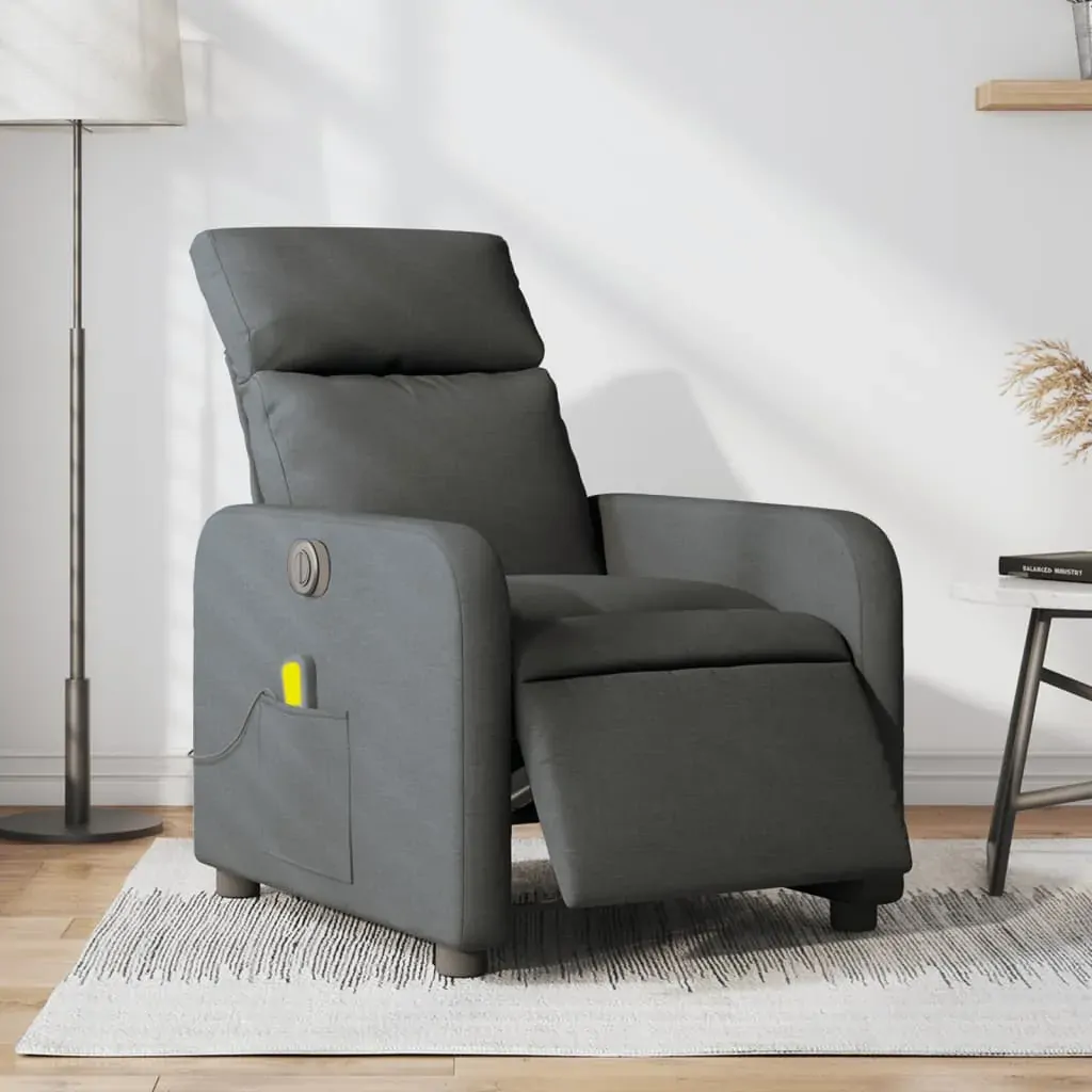 Electric Massage Recliner Chair Dark Grey Fabric Electric Massage Recliner Chair Dark Grey Fabric
