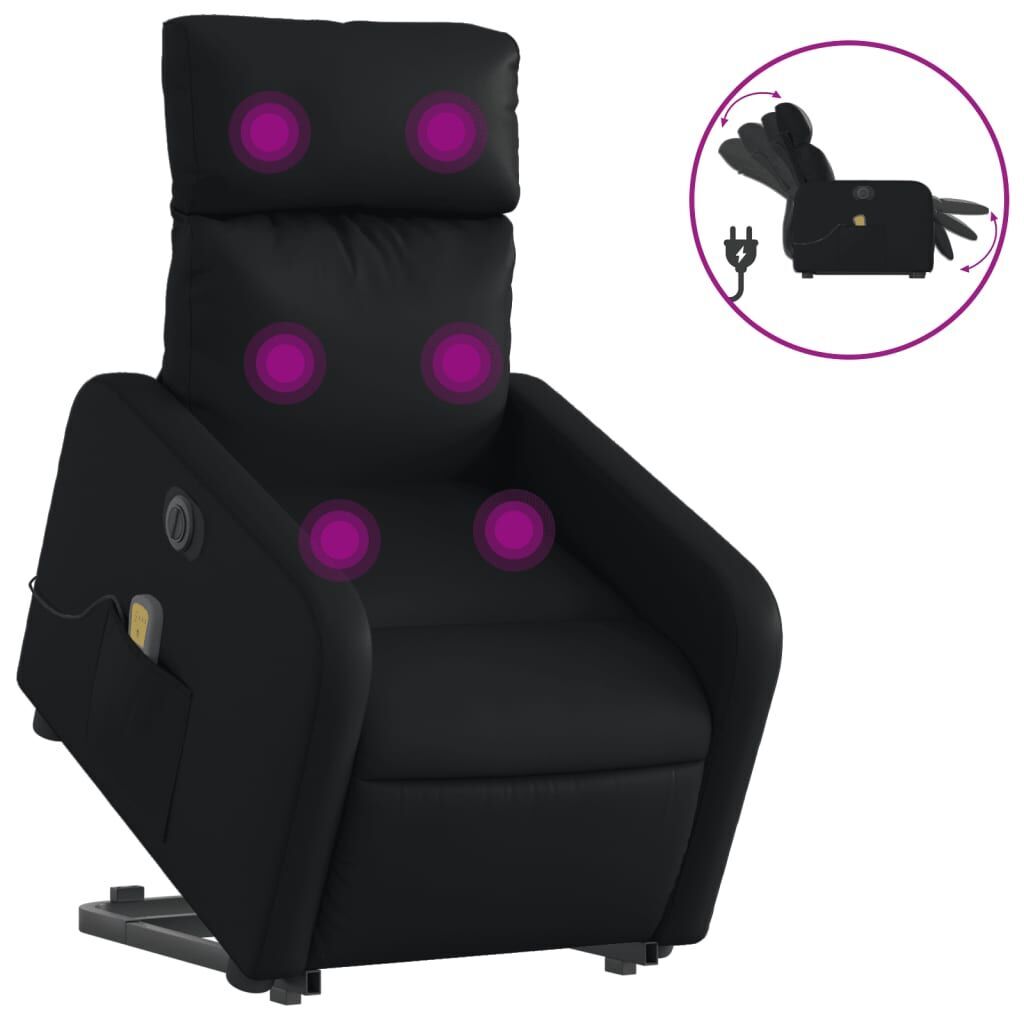Electric Stand up Massage Recliner Chair Black Faux Leather Electric Stand up Massage Recliner Chair Black Faux Leather