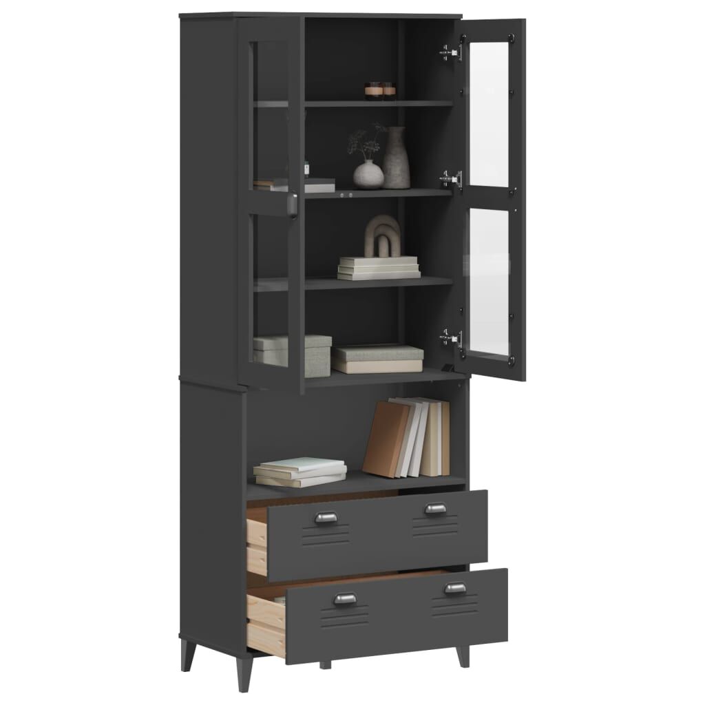 Highboard VIKEN Anthracite Grey 80x40x200 cm Solid Wood Pine Highboard VIKEN Anthracite Grey 80x40x200 cm Solid Wood Pine