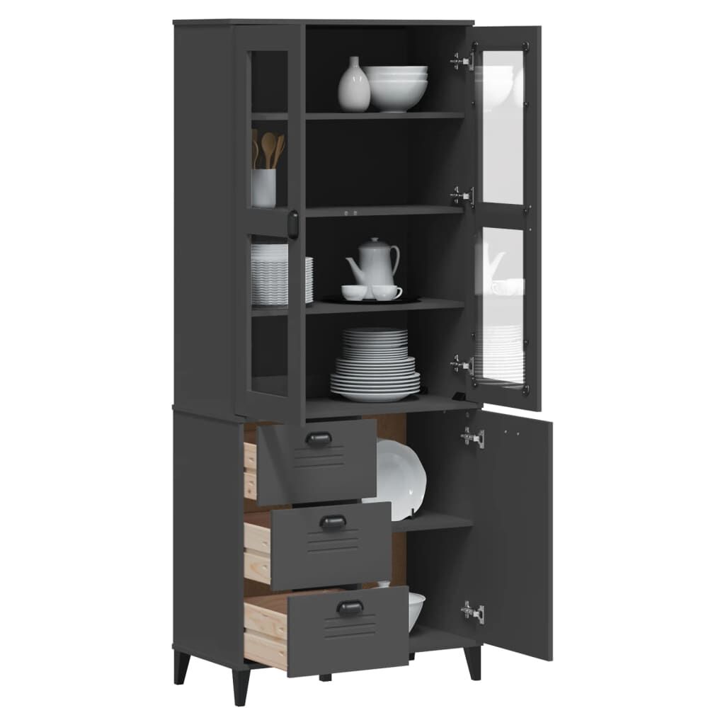Highboard VIKEN Anthracite Grey 80x40x190 cm Solid Wood Pine Highboard VIKEN Anthracite Grey 80x40x190 cm Solid Wood Pine
