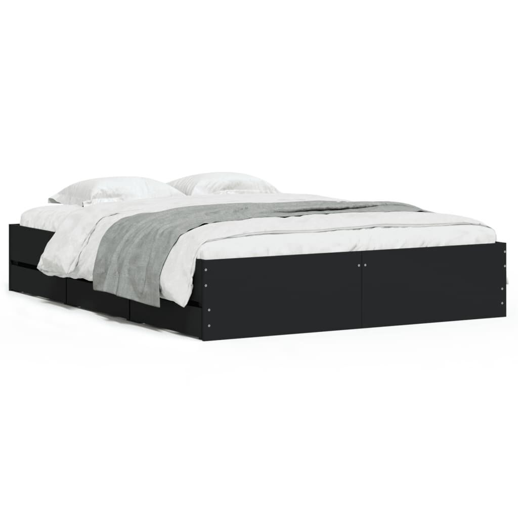 Bed Frame with Drawers without Mattress Black 150x200 cm Bed Frame with Drawers without Mattress Black 150x200 cm