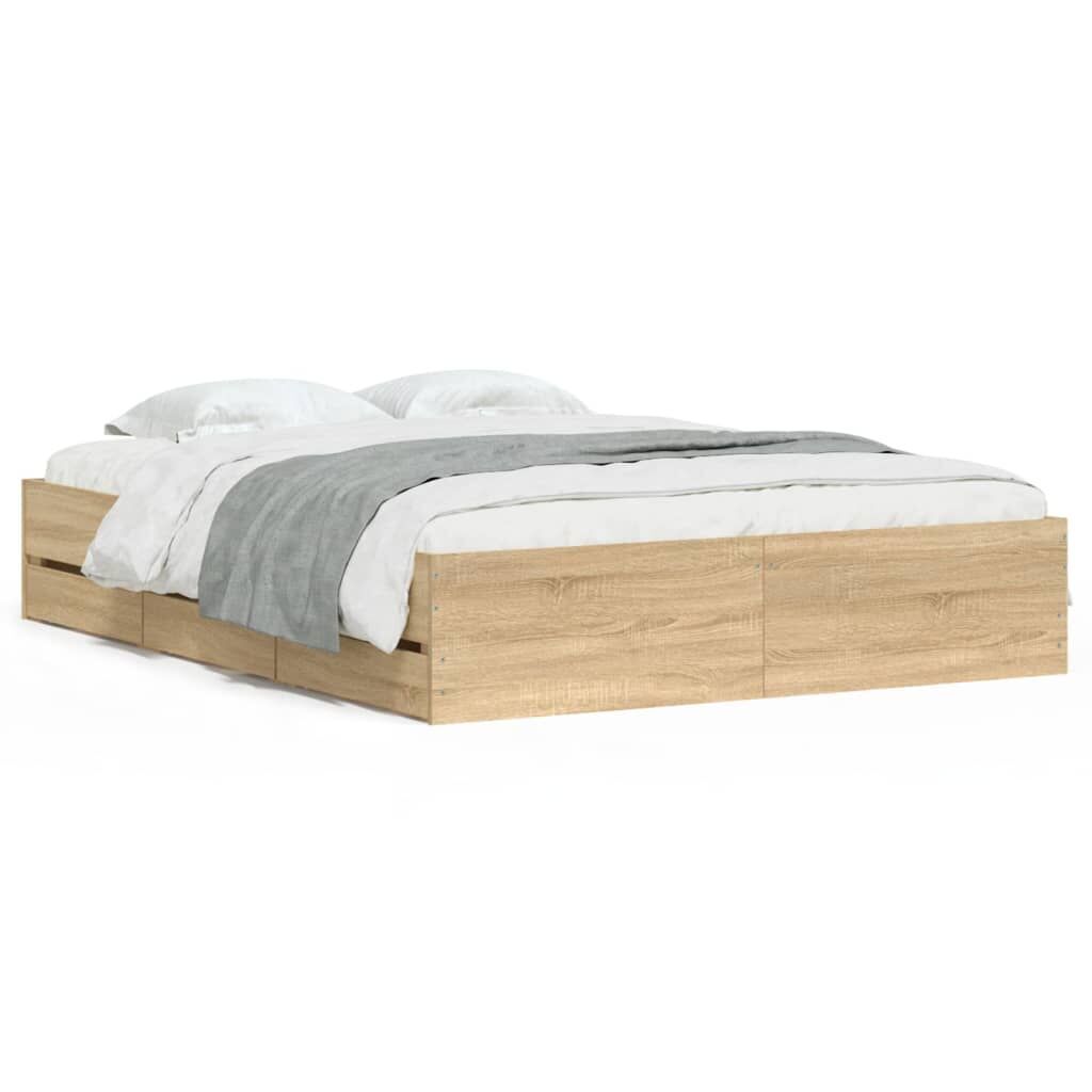 Bed Frame with Drawers without Mattress Sonoma Oak 150x200 cm Bed Frame with Drawers without Mattress Sonoma Oak 150x200 cm