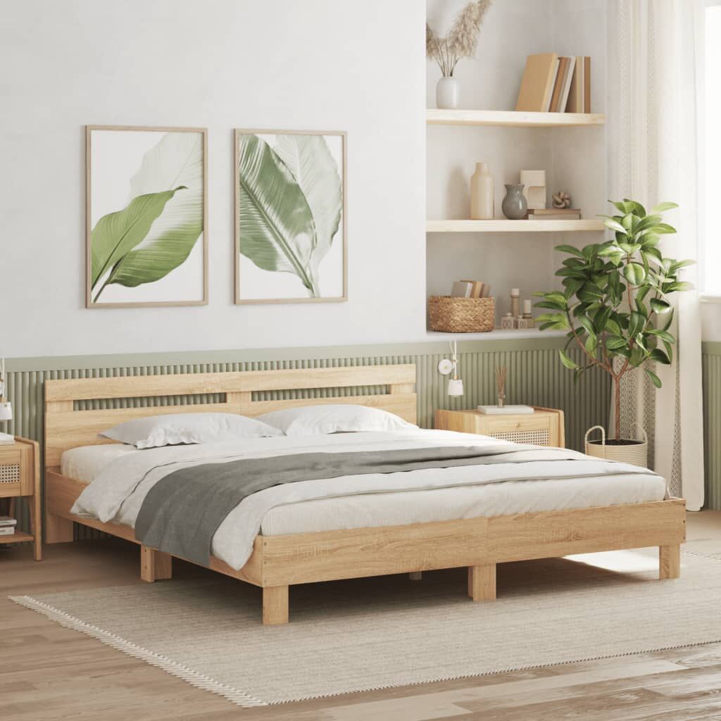 Bed Frame without Mattress Sonoma Oak 183x203 cm King Bed Frame without Mattress Sonoma Oak 183x203 cm King