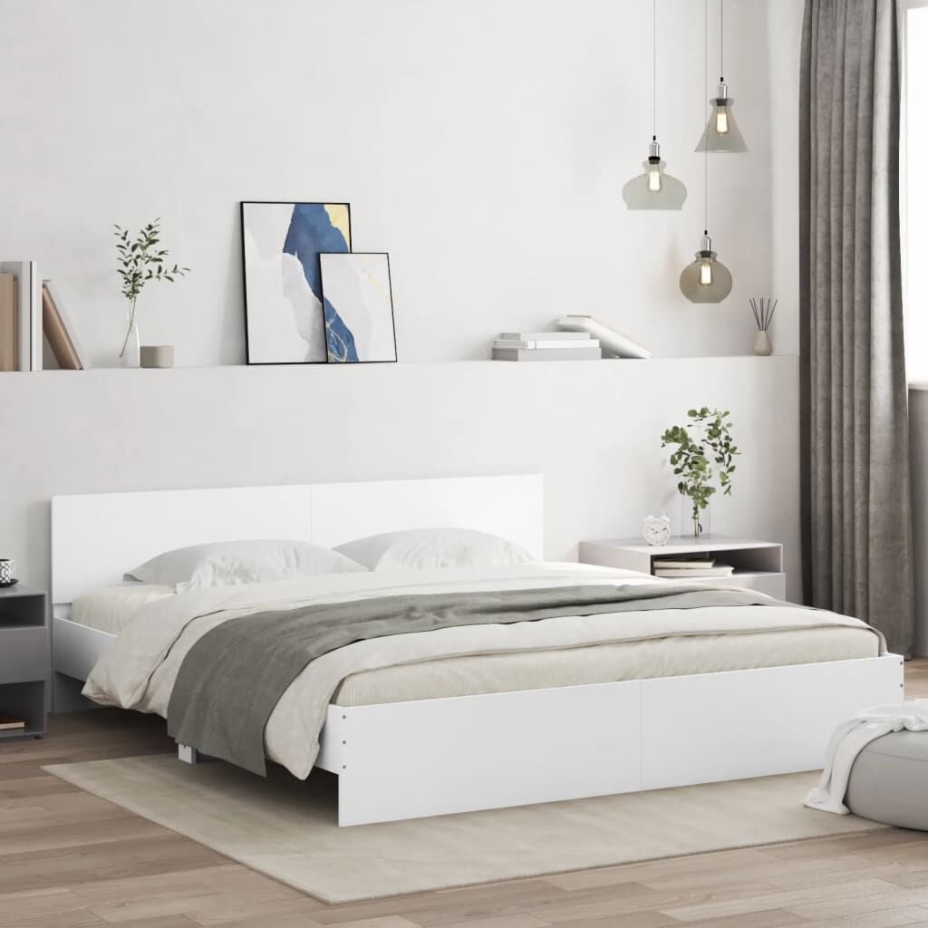 Bed Frame without Mattress White 183x203 cm King Bed Frame without Mattress White 183x203 cm King