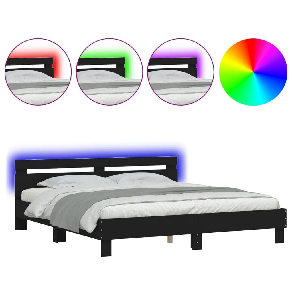 Bed Frame with LED without Mattress Black 183x203 cm King Bed Frame with LED without Mattress Black 183x203 cm King