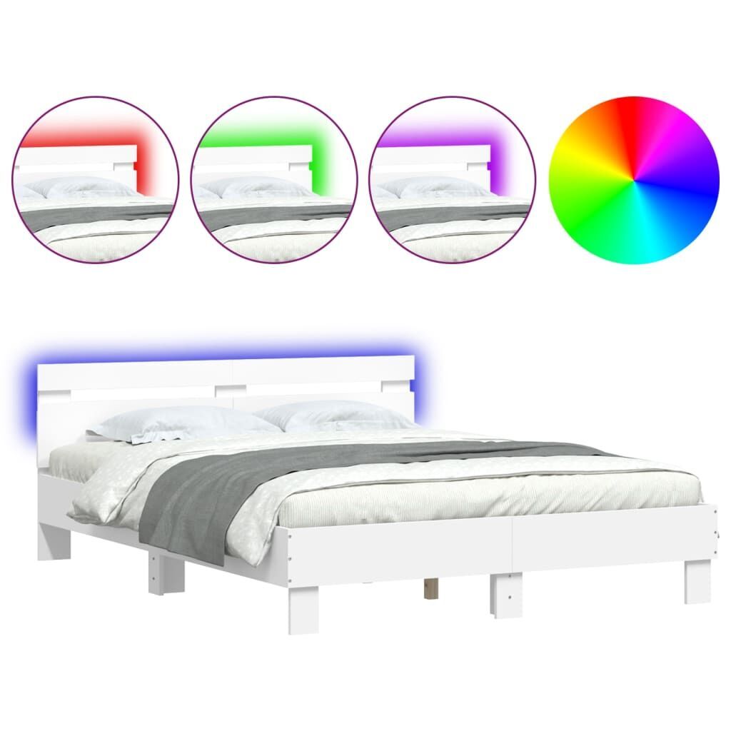 Bed Frame with LED without Mattress White 150x200 cm Bed Frame with LED without Mattress White 150x200 cm