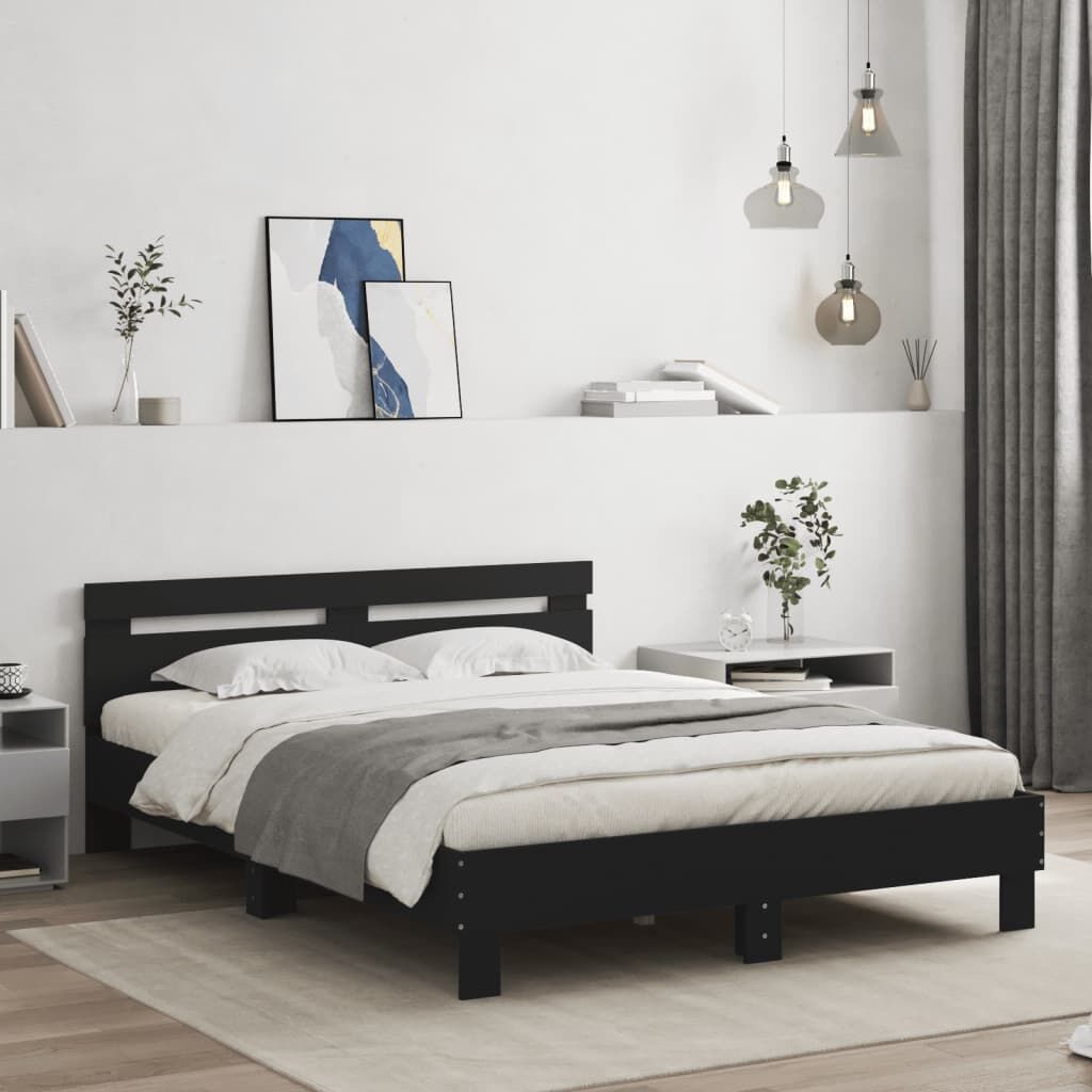 Bed Frame with LED without Mattress Black 150x200 cm Bed Frame with LED without Mattress Black 150x200 cm