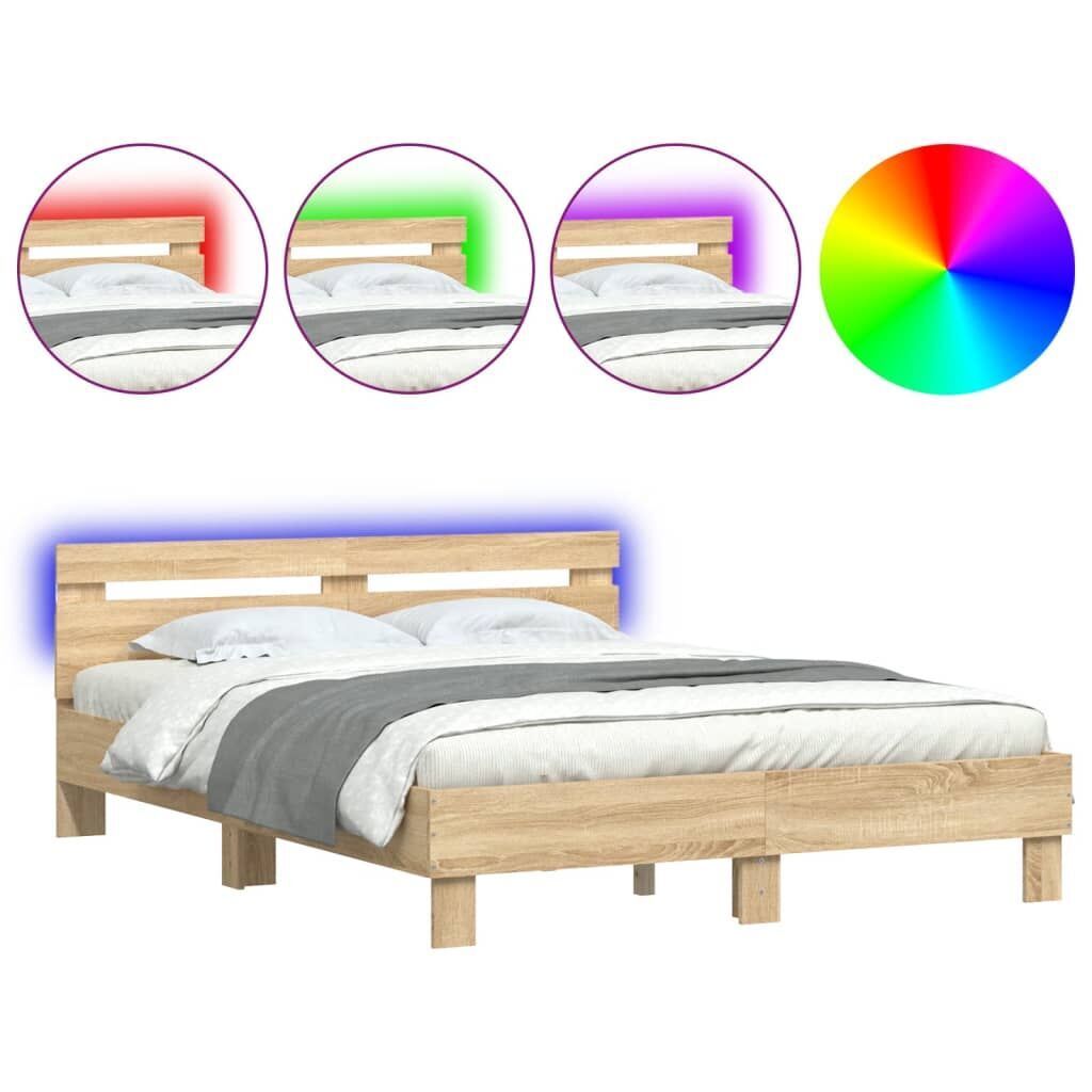Bed Frame with LED without Mattress Sonoma Oak 150x200 cm Bed Frame with LED without Mattress Sonoma Oak 150x200 cm