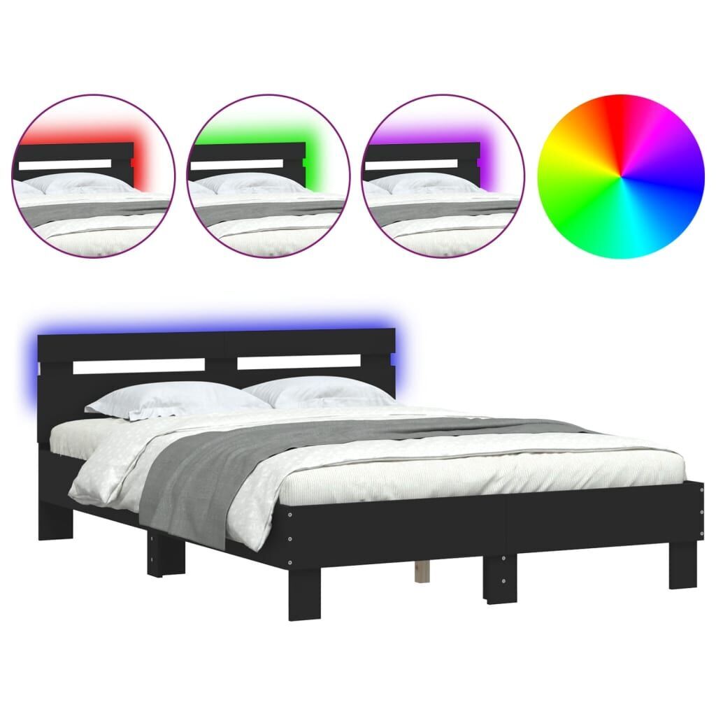 Bed Frame with LED without Mattress Black 135x190 cm Bed Frame with LED without Mattress Black 135x190 cm