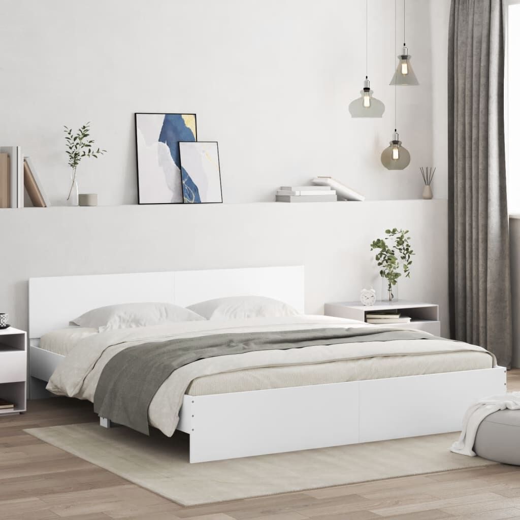 Bed Frame with LED without Mattress White 183x203 cm King Bed Frame with LED without Mattress White 183x203 cm King