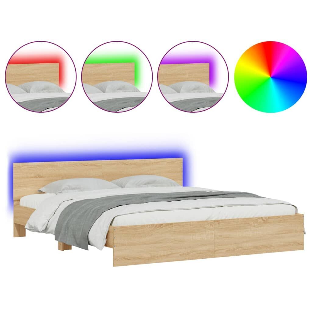 Bed Frame with LED without Mattress Sonoma Oak 183x203 cm King Bed Frame with LED without Mattress Sonoma Oak 183x203 cm King