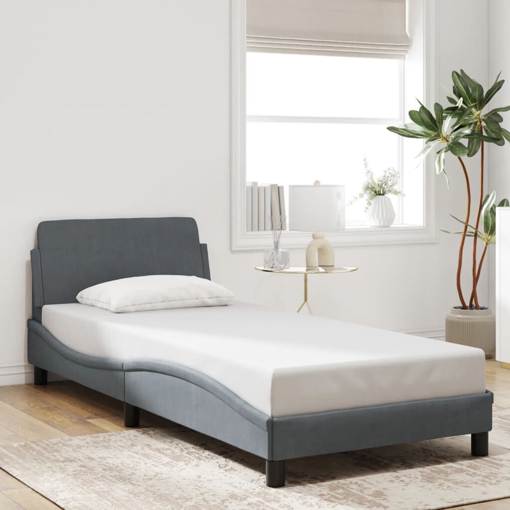 Bed Frame without Mattress Dark Grey 90x190 cm Velvet Bed Frame without Mattress Dark Grey 90x190 cm Velvet