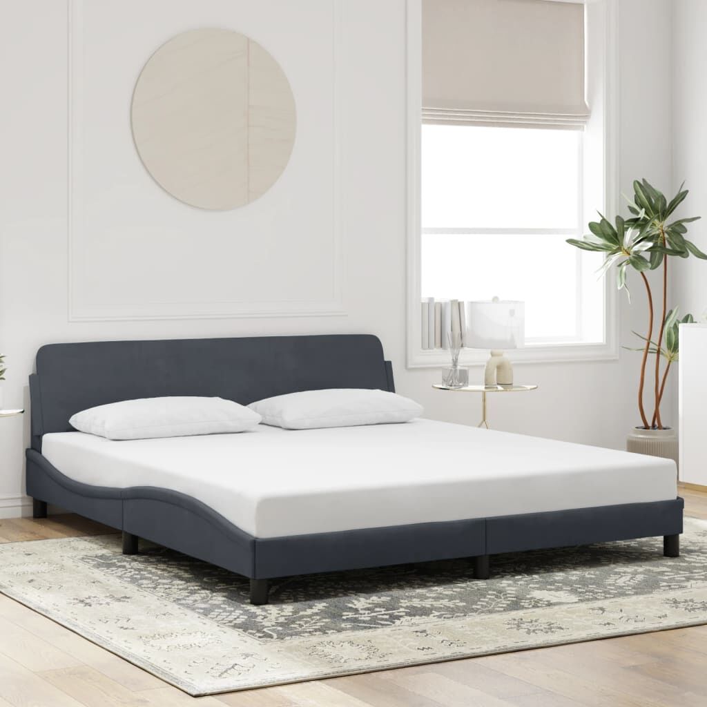 Bed Frame without Mattress Dark Grey 183x203 cm King Velvet Bed Frame without Mattress Dark Grey 183x203 cm King Velvet