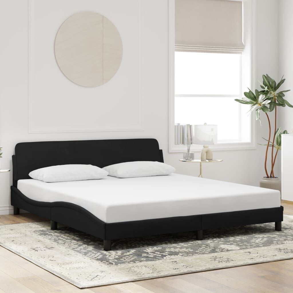 Bed Frame without Mattress Black 183x203 cm King Velvet Bed Frame without Mattress Black 183x203 cm King Velvet