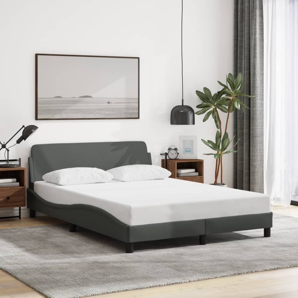 Bed Frame without Mattress Dark Grey 137x187 cm Double Fabric Bed Frame without Mattress Dark Grey 137x187 cm Double Fabric