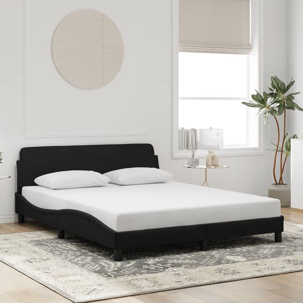 Bed Frame without Mattress Black 152x203 cm Queen Velvet Bed Frame without Mattress Black 152x203 cm Queen Velvet