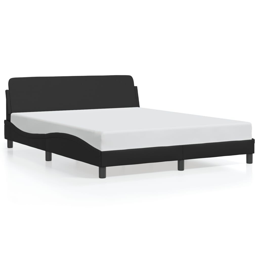 Bed Frame without Mattress Black 152x203 cm Queen Faux Leather Bed Frame without Mattress Black 152x203 cm Queen Faux Leather