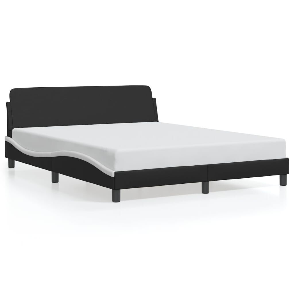 Bed Frame without Mattress Black and White 152x203 cm Queen Faux Leather Bed Frame without Mattress Black and White 152x203 cm Queen Faux Leather