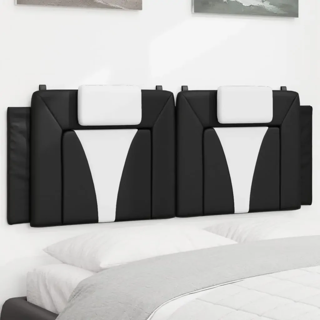 Headboard Cushion "Viana" Black and White 137 cm Double Faux Leather Headboard Cushion "Viana" Black and White 137 cm Double Faux Leather