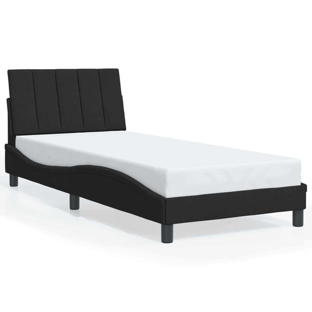 Bed Frame without Mattress Black 90x190 cm Velvet Bed Frame without Mattress Black 90x190 cm Velvet