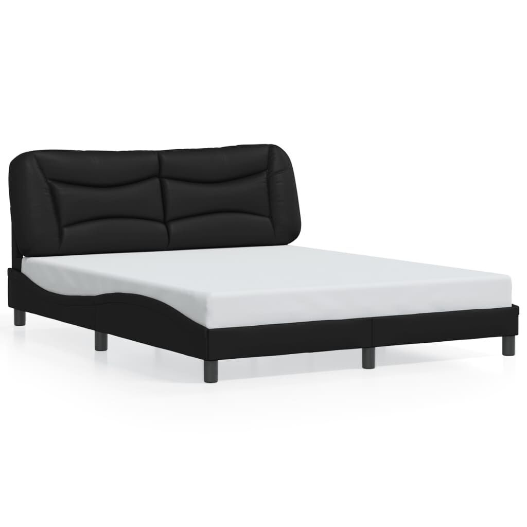 Bed Frame without Mattress Black 152x203 cm Queen Faux Leather Bed Frame without Mattress Black 152x203 cm Queen Faux Leather