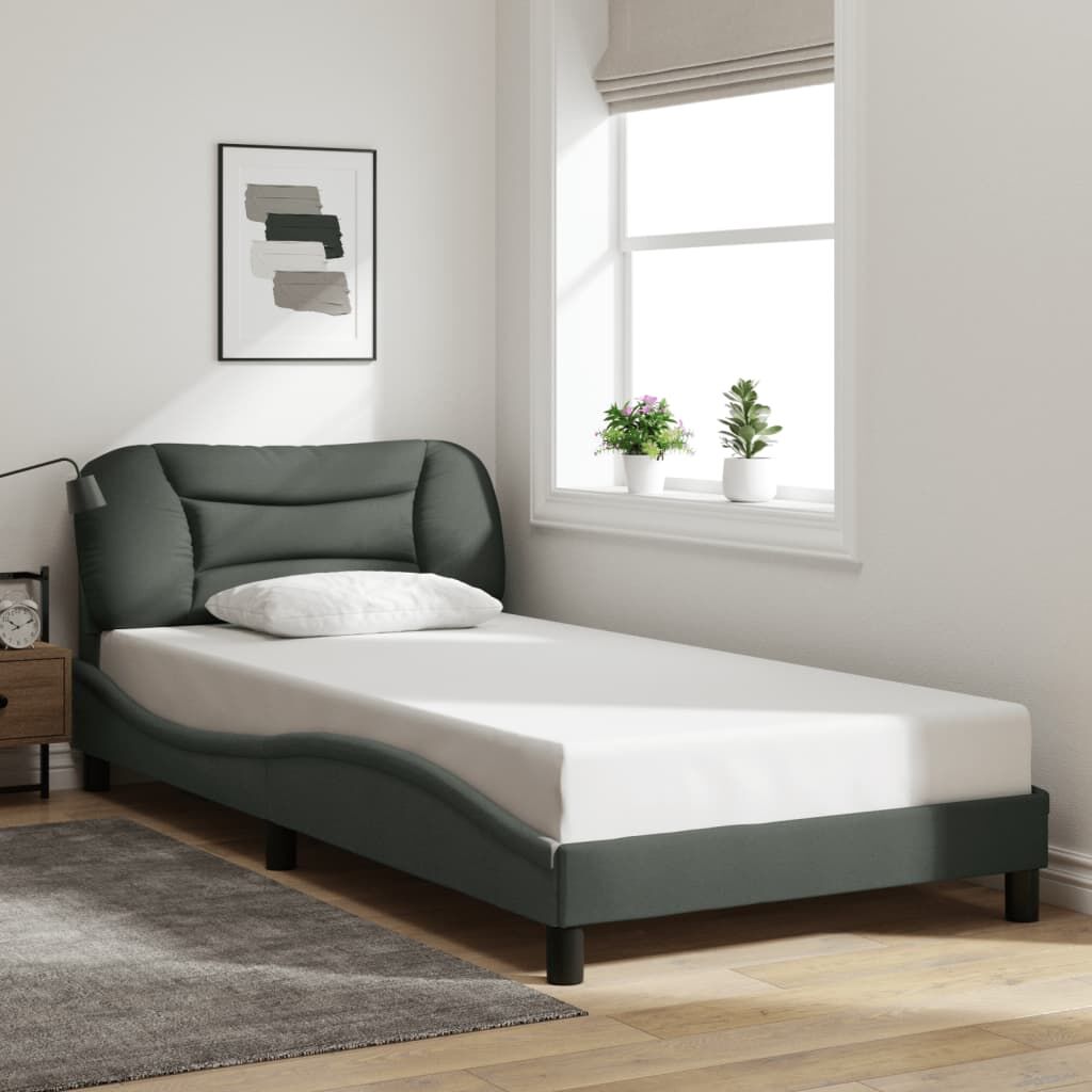 Bed Frame without Mattress Dark Grey 107x203 cm King Single Fabric Bed Frame without Mattress Dark Grey 107x203 cm King Single Fabric