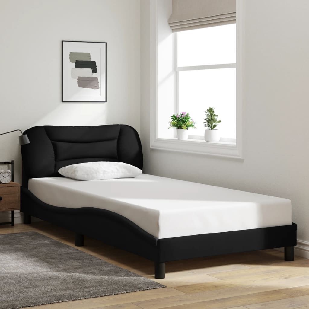 Bed Frame without Mattress Black 107x203 cm King Single Fabric Bed Frame without Mattress Black 107x203 cm King Single Fabric
