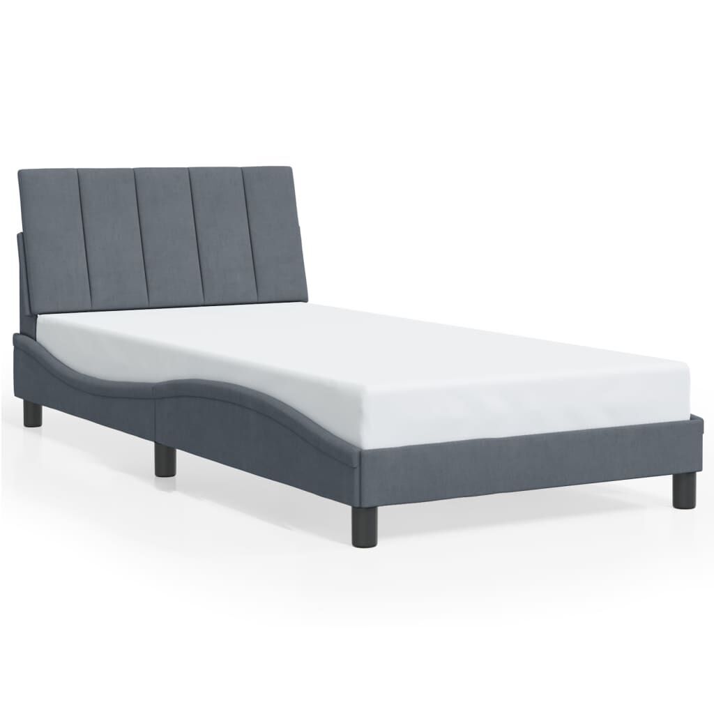Bed Frame without Mattress Dark Grey 107x203 cm King Single Velvet Bed Frame without Mattress Dark Grey 107x203 cm King Single Velvet