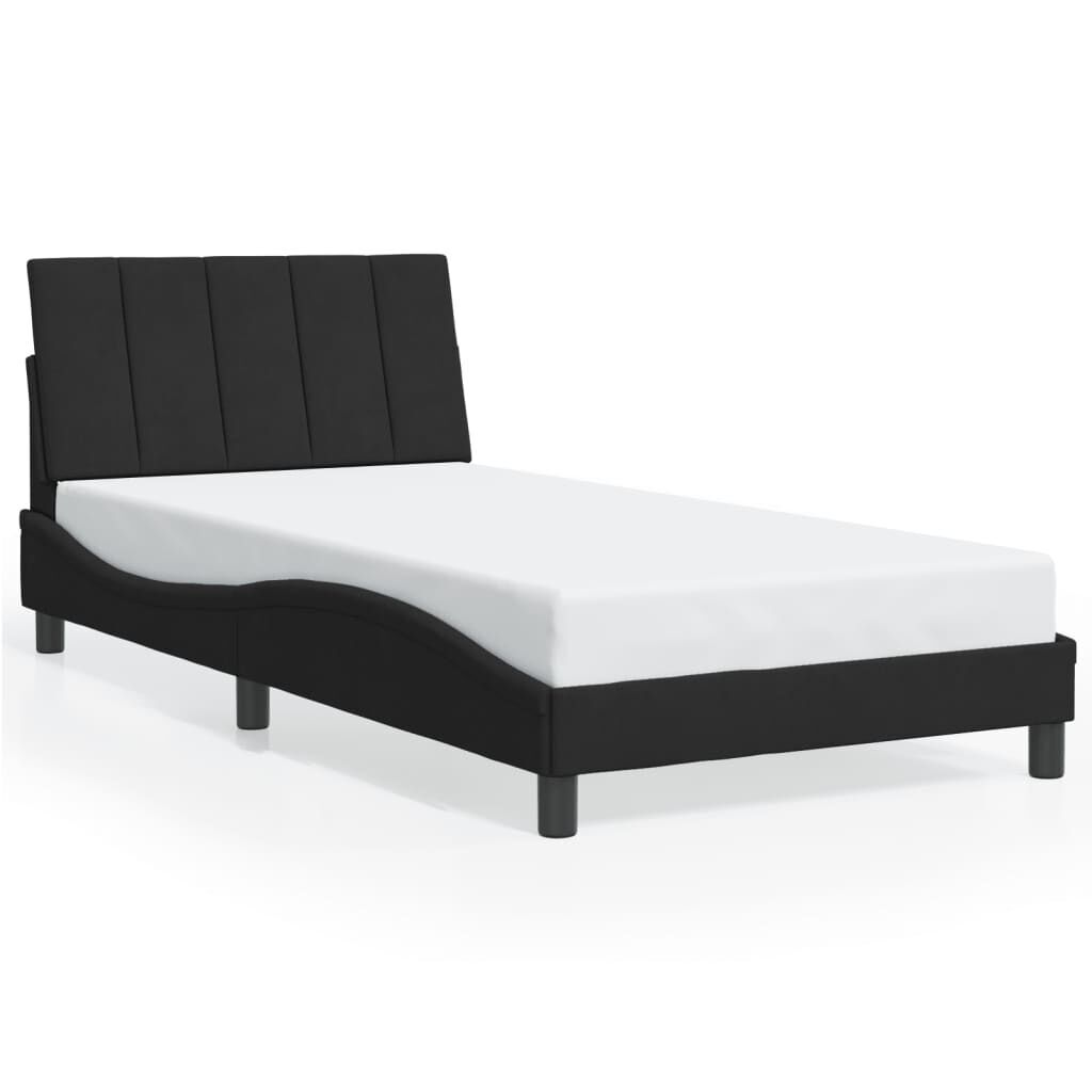 Bed Frame without Mattress Black 107x203 cm King Single Velvet Bed Frame without Mattress Black 107x203 cm King Single Velvet