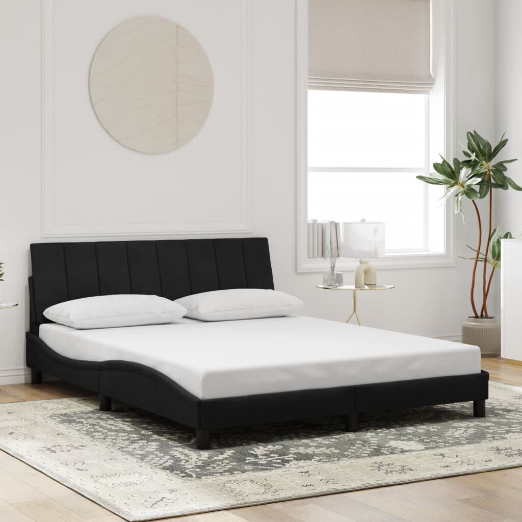 Bed Frame without Mattress Black 152x203 cm Queen Velvet Bed Frame without Mattress Black 152x203 cm Queen Velvet