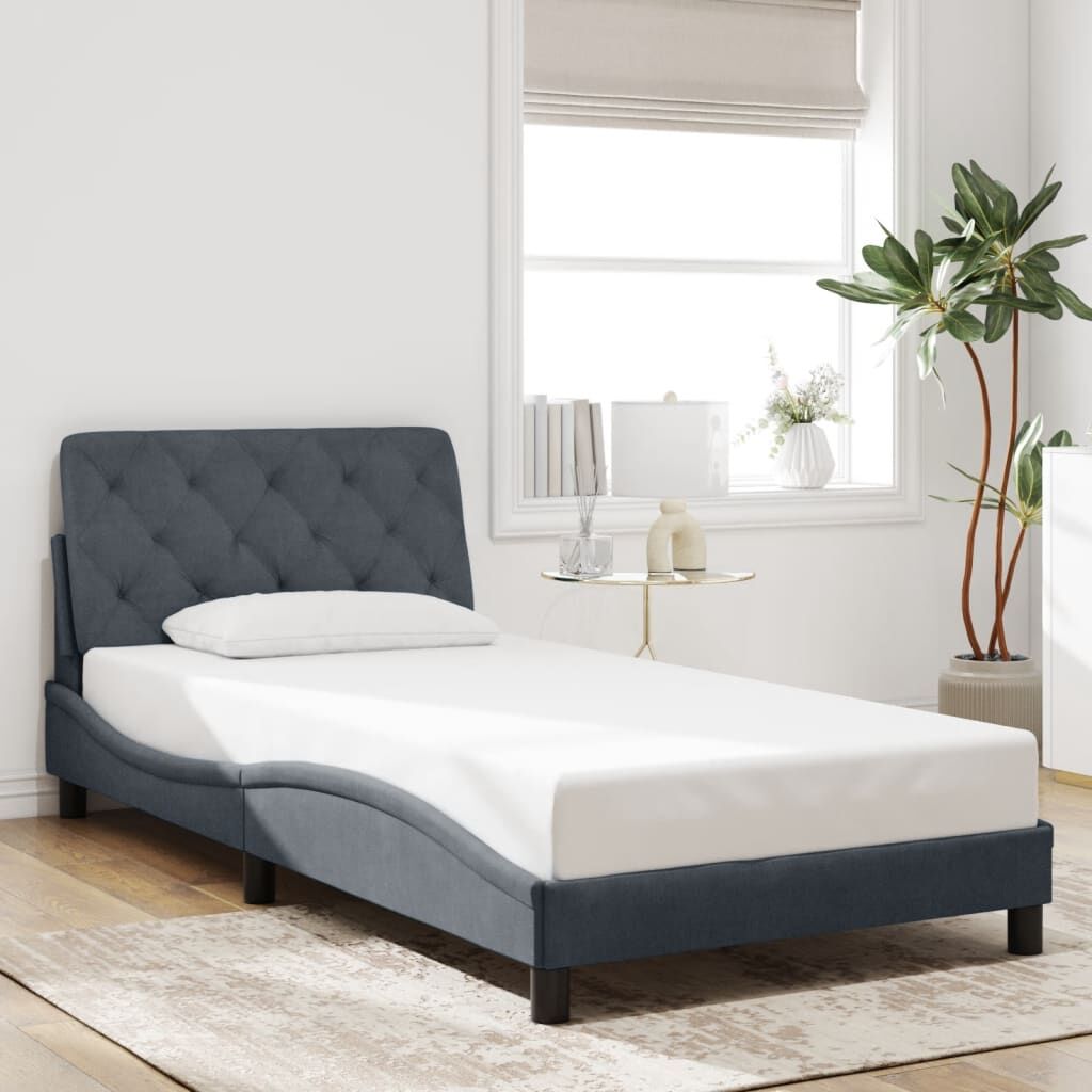 Bed Frame without Mattress Dark Grey 107x203 cm King Single Velvet Bed Frame without Mattress Dark Grey 107x203 cm King Single Velvet