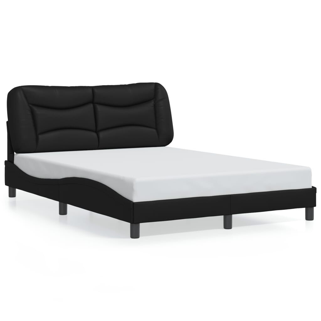 Bed Frame without Mattress Black 137x187 cm Double Faux Leather Bed Frame without Mattress Black 137x187 cm Double Faux Leather