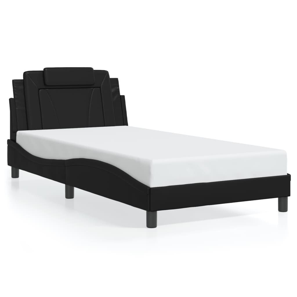 Bed Frame without Mattress Black 107x203 cm King Single Faux Leather Bed Frame without Mattress Black 107x203 cm King Single Faux Leather
