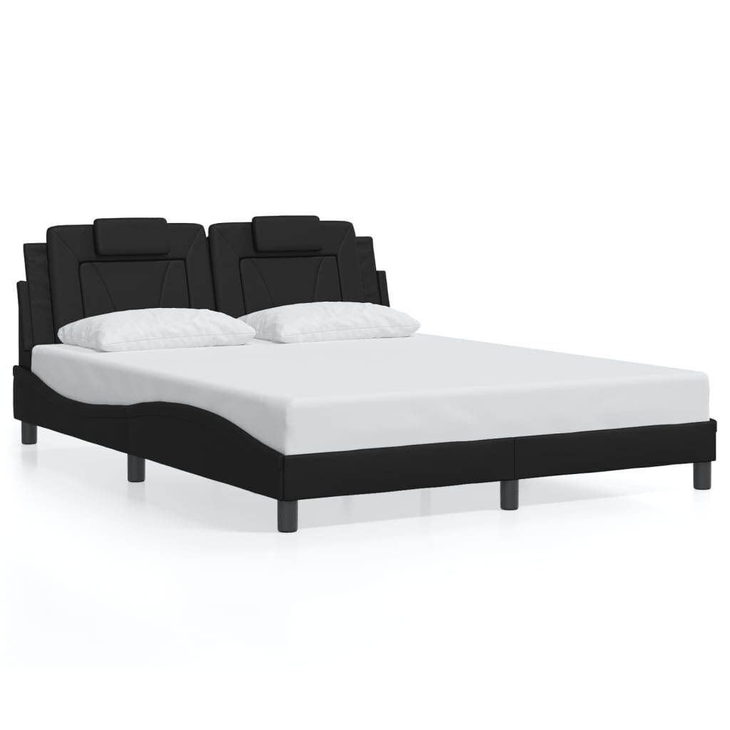 Bed Frame without Mattress Black 152x203 cm Queen Faux Leather Bed Frame without Mattress Black 152x203 cm Queen Faux Leather