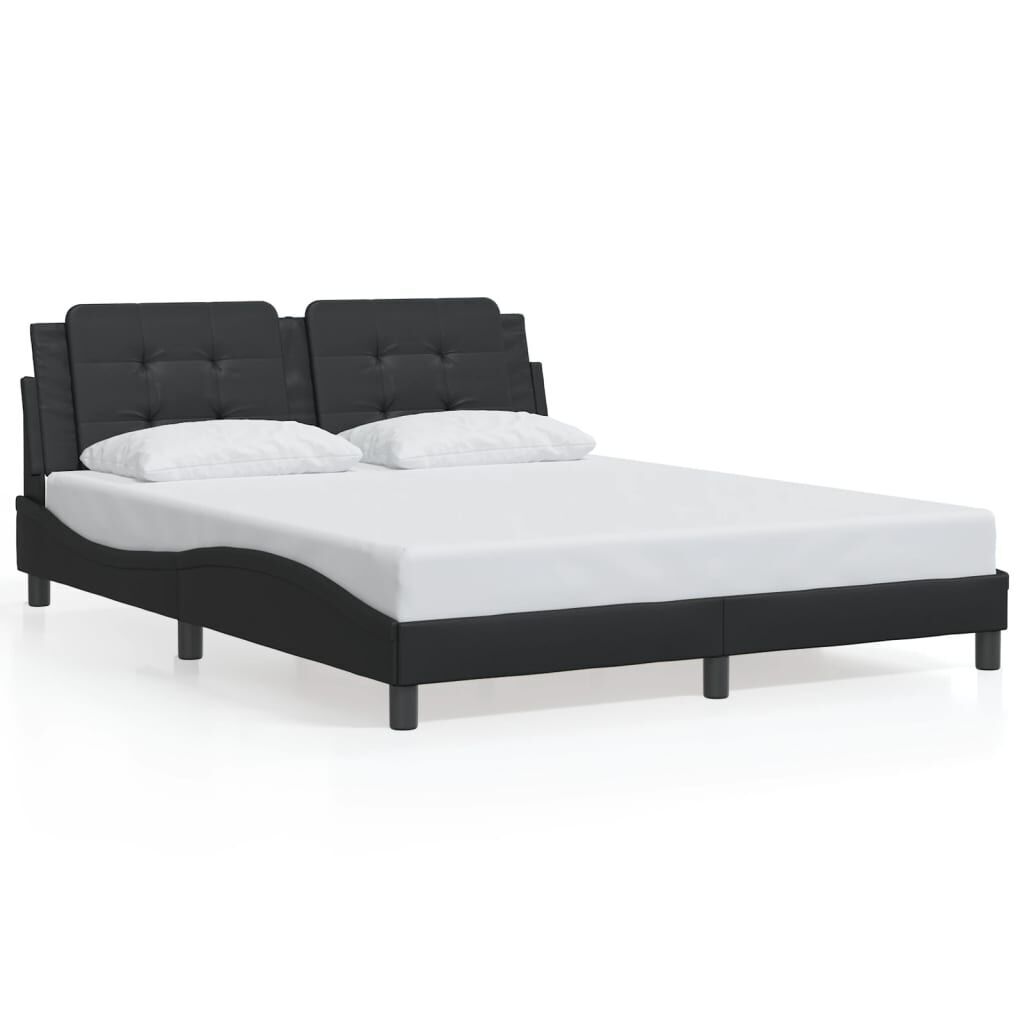 Bed Frame without Mattress Black 152x203 cm Queen Faux Leather Bed Frame without Mattress Black 152x203 cm Queen Faux Leather