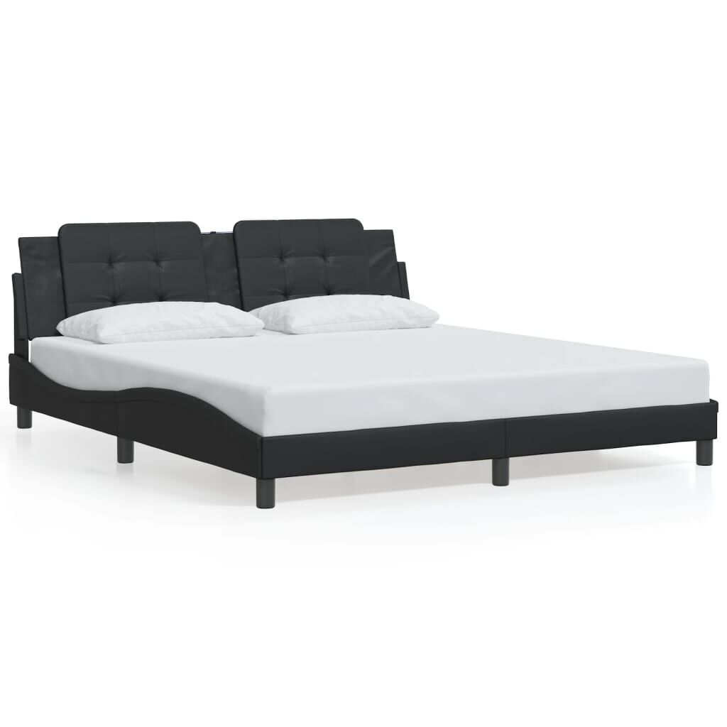 Bed Frame without Mattress Black 183x203 cm King Faux Leather Bed Frame without Mattress Black 183x203 cm King Faux Leather