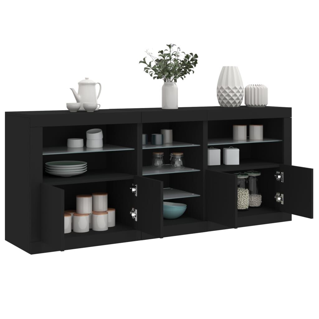 Sideboard with LED Lights Black 181.5x37x67 cm Sideboard with LED Lights Black 181.5x37x67 cm
