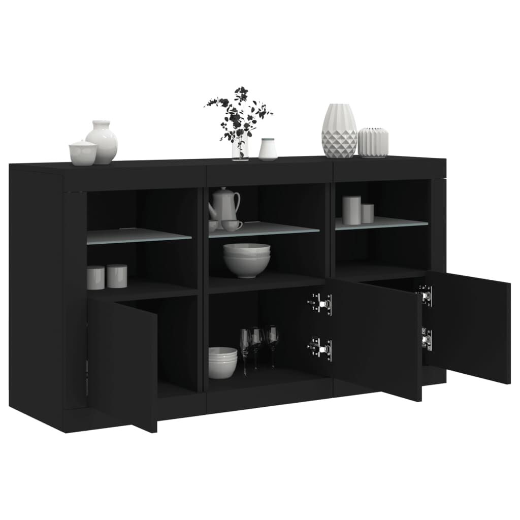 Sideboard with LED Lights Black 123x37x67 cm Sideboard with LED Lights Black 123x37x67 cm