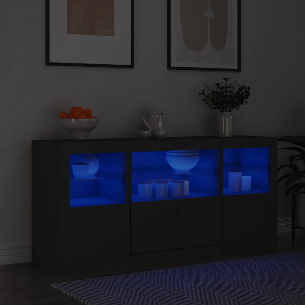 Sideboard with LED Lights Black 142.5x37x67 cm Sideboard with LED Lights Black 142.5x37x67 cm