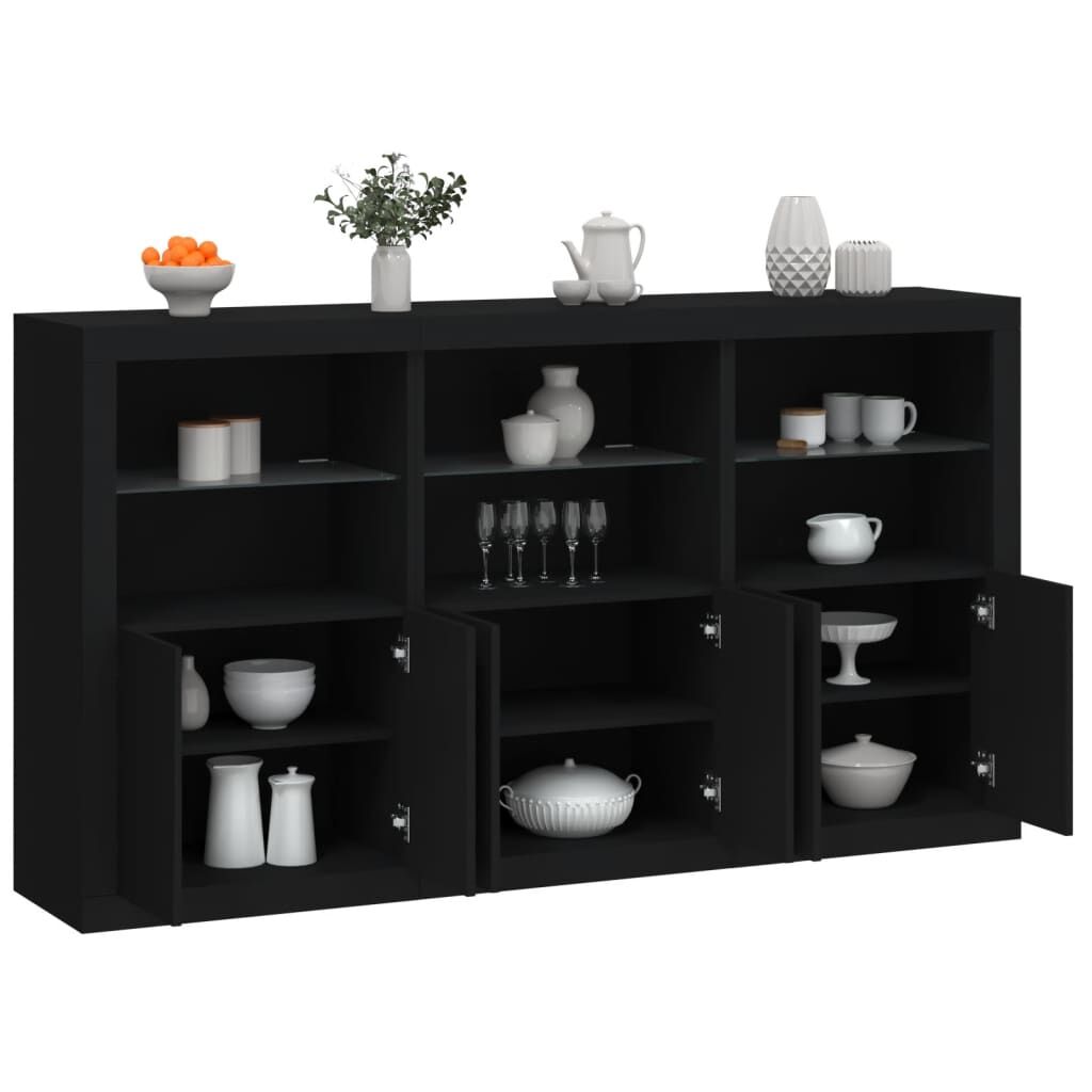 Sideboard with LED Lights Black 181.5x37x100 cm Sideboard with LED Lights Black 181.5x37x100 cm
