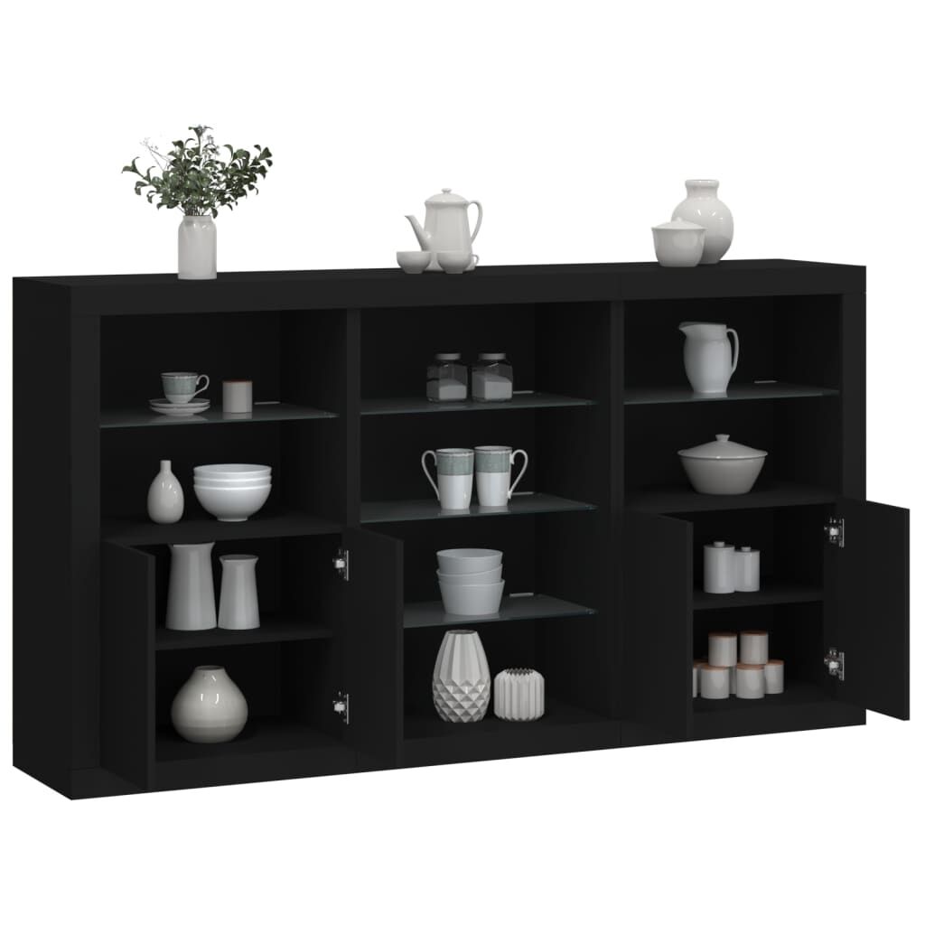 Sideboard with LED Lights Black 181.5x37x100 cm Sideboard with LED Lights Black 181.5x37x100 cm