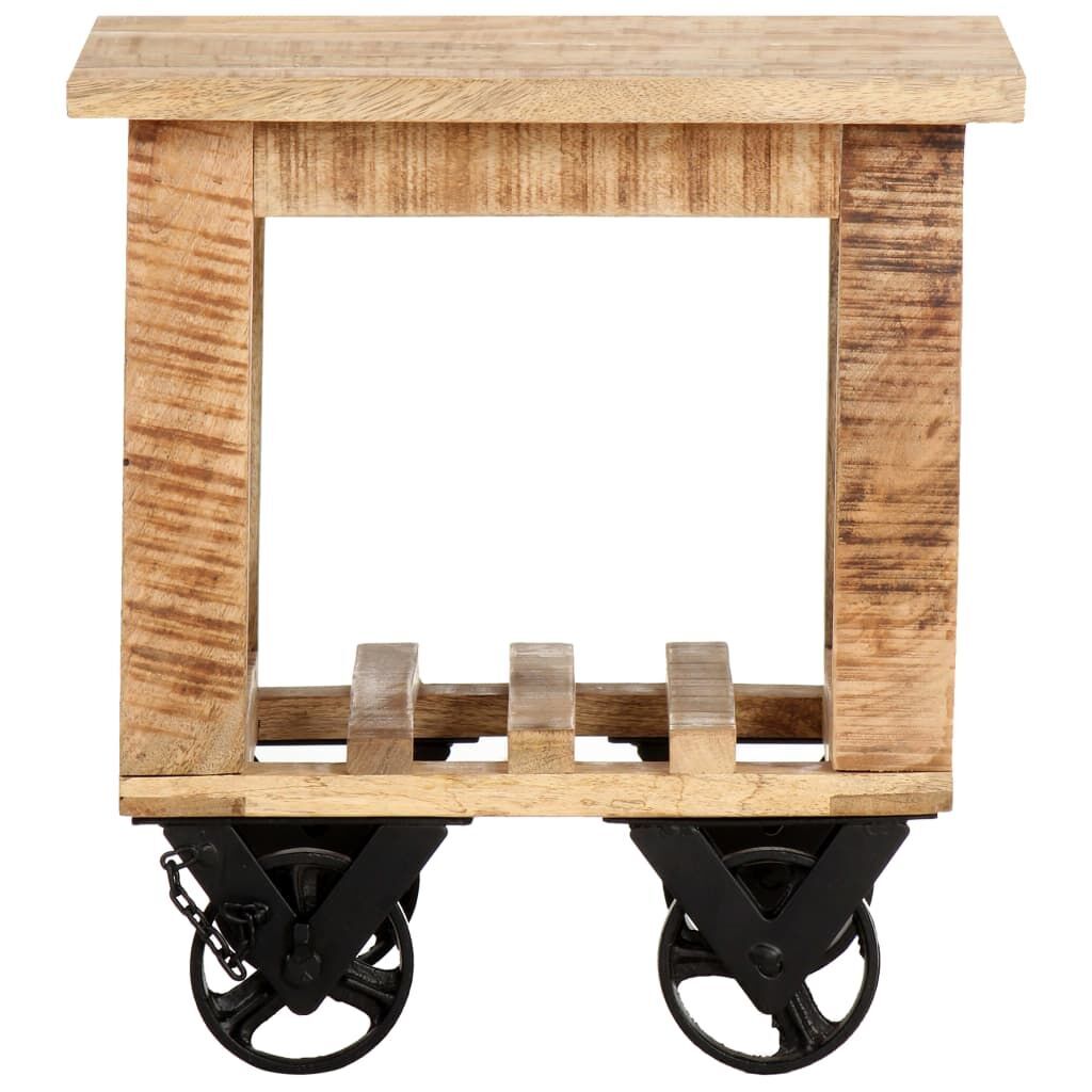 Side Table with Wheels 40x40x42 cm Rough Mango Wood Side Table with Wheels 40x40x42 cm Rough Mango Wood