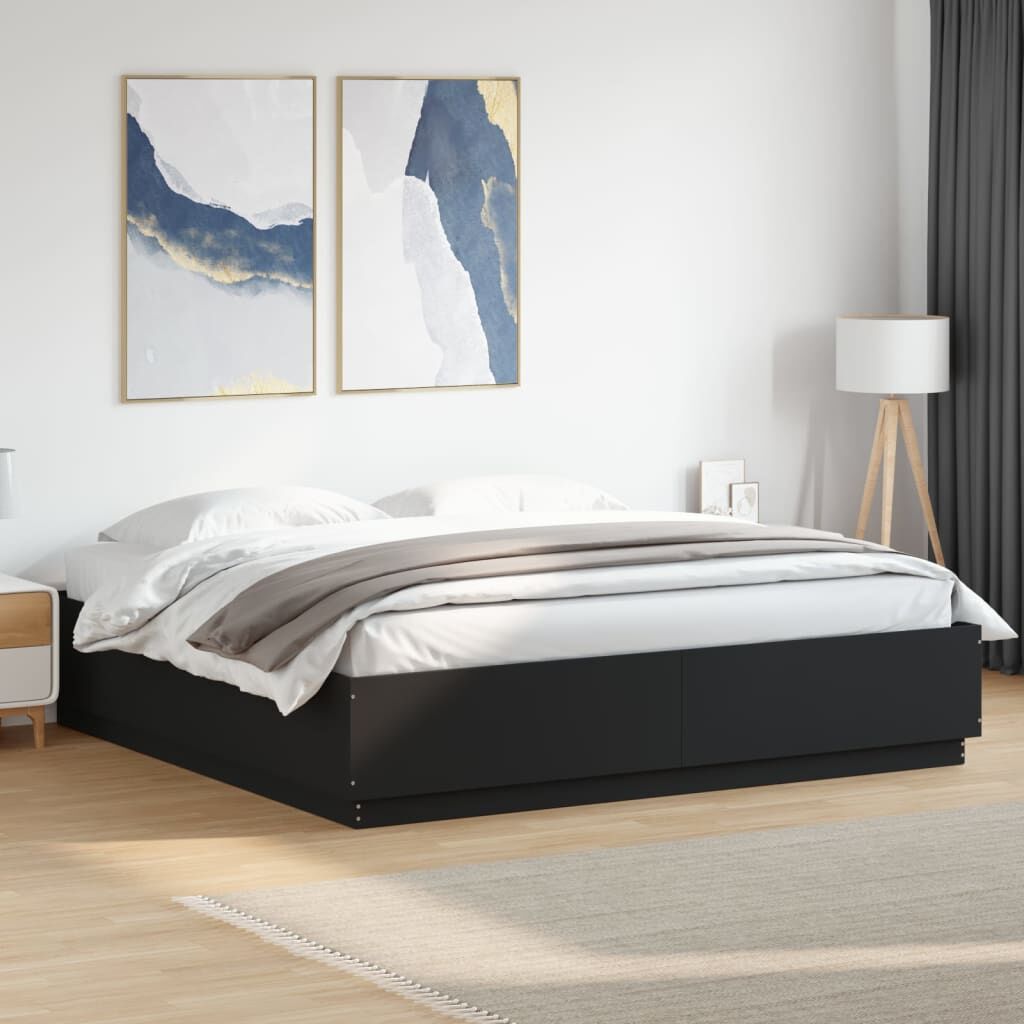 Bed Frame with LED without Mattress Black 183x203 cm King Bed Frame with LED without Mattress Black 183x203 cm King
