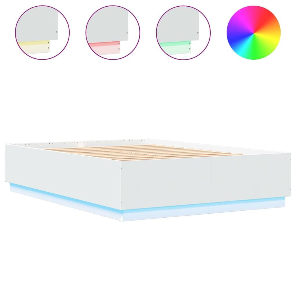 Bed Frame with LED without Mattress White 150x200 cm Bed Frame with LED without Mattress White 150x200 cm
