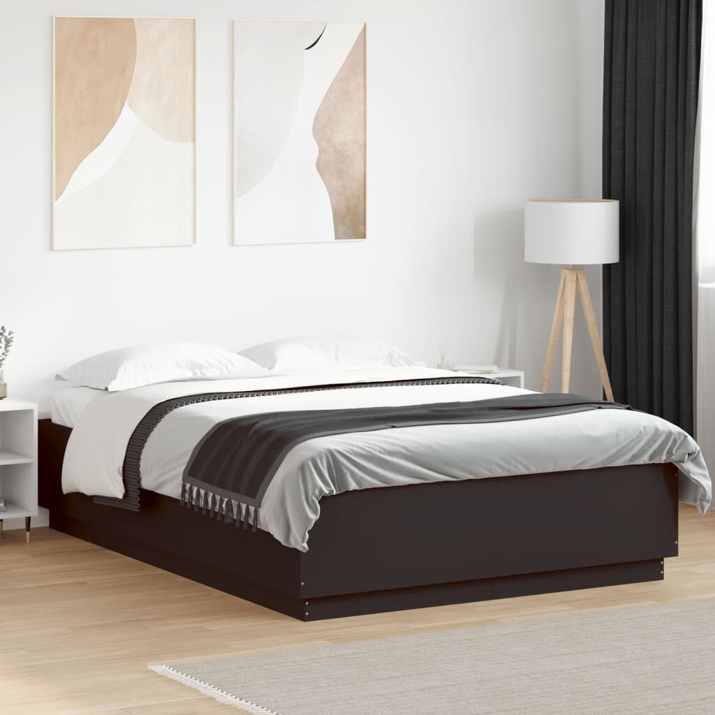 Bed Frame with LED without Mattress Black 150x200 cm Bed Frame with LED without Mattress Black 150x200 cm